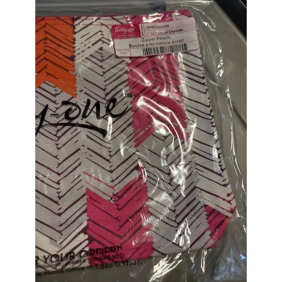 Thirty-One 31 Zipper Pouch Feather Chevron New in Package Pocket Bag Thirty One - Picture 4 of 6